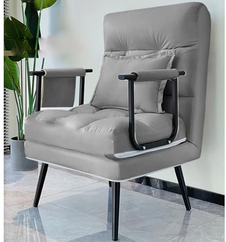 YITAYMLI Modern Grau Klappbar Schlafsessel mit Bettfunktion für Wohnzimmer, Schlafzimmer, Arbeitszimmer - Entspannen, Essen, Schlafen, Büro