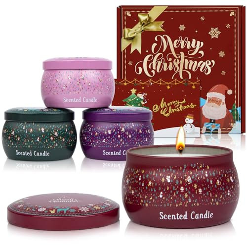 4 Pack Scented Candles Set 4.4 OZ, Soy Wax Candle of Jasmine, Rose, Spring, Lavender, Candles for Home Scented, Gifts for Women