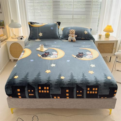 JIANINGHOME Biber Spannbetttuch 120x200,Plüsch Spannbettlaken Winter Flanell Spannbetttuch Warme und Flauschig Bettlaken