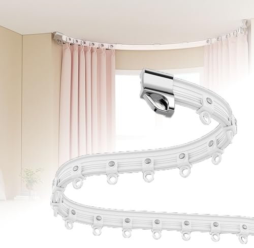 Vorhangschiene Flexibles Vorhangschienensystem Biegbar, Kunststofflegierung 1-6m Lang Raumteiler Vorhangschiene, Kliniken Schönheitssalons Decke Wand Vorhangstange Schiene(Ceiling Mount,6m/19.7ft)