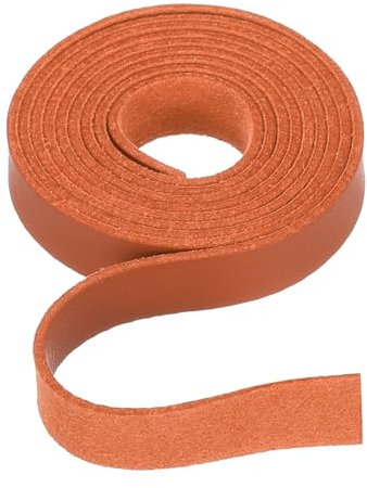 Rebower Flat Leather Cord,39 Inch 10mm Leather String PU Faux Leather Strips Strap,[for Jewelry Making DIY Craft Projects Belts Keychains Accessories]-1m/Orange Red
