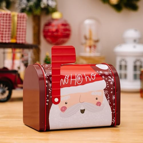 Weihnachten Briefkasten Candy Box Süßigkeiten Dekoration Halloween Metall Blechbehälter Weihnachten Weißblech Verpackung Box Briefkasten Form Box Mini Vorratsdose (A)