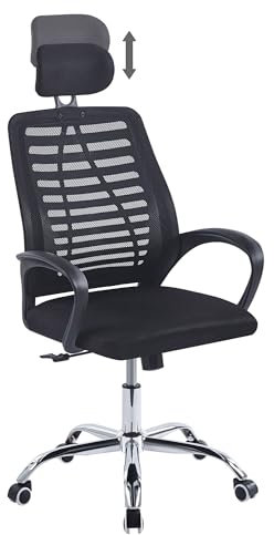 Sedia Direzionale Da Ufficio Schienale In Rete Regolabile In Altezza,Girevole Inclinazione Ad Ondeggiamento Pistone Gas Traspirante,Supporto Lombare Poggiatesta Elegante Ergonomica,