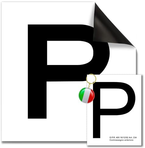 Autodomy P Principiante Magnetica Realizzata in Vinile Set 2 Pezzi Anteriore + Posteriore | P di Principiante per Auto Installazione Facile | P per Neopatentati Omologata | Lettera P Principiante