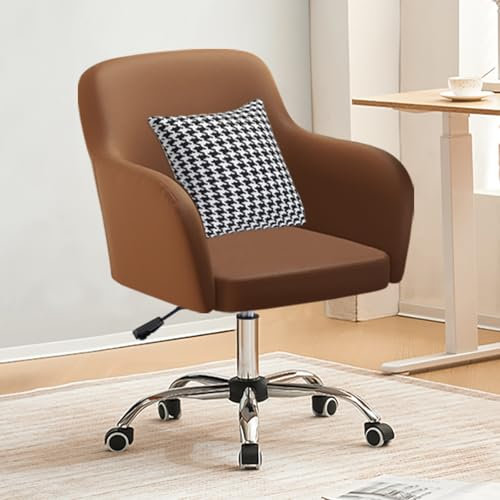 Ergonomischer Bürodrehstuhl aus braunem Leder, bequemer Bürostuhl für Zuhause und Computerstuhl für den Bürogebrauch