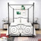 HAHRIR Double Canopy Bed Frame Platform,135x190cm Double Size Bed Frame with Vintage Headboard and Footboard, Heavy Duty Steel Slats and Support with Mattress Foundation,Black