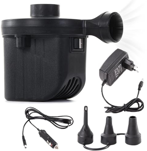 Electric Air Pump for Air Mattress with 3 Nozzles, 2-in-1 Electric Air Pump Fast Inflating and Deflating, Air Mattress Pump for Air Mattress, Inflatable Swimming Ring, Inflatable Boats