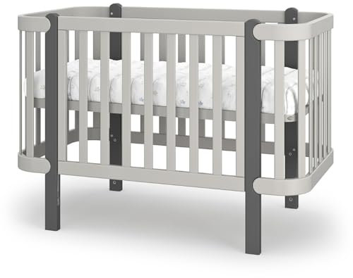 Veres Monaco Babybett/Gitterbett (120x60 cm) - Premium Luxus Kollektion, sicher & multifunktional (Cashmere)