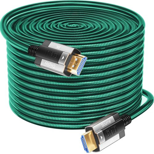 Siwket 8K HDMI Fibre Optic Cable 20 m, Steel Armour Optical HDMI 2.1 Cable 48 Gbps Ultra High Speed 8K @ 60Hz 4K @ 120Hz Dynamic HDR eARC Dolby HDCP 2.2 & 2.3 for HDTV/Projector/Home Cinema/TV Box