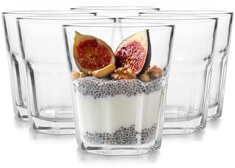 Glasmark KROSNO 1992 Lot De 6 Coupes À Glace En Verre Transparent Coupes À Dessert Cannelées 270 ml