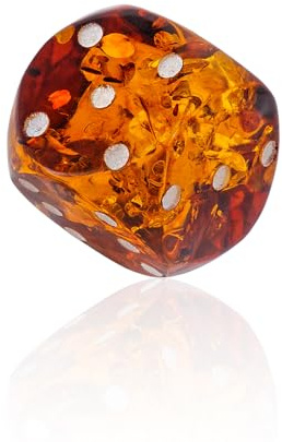 AMBEDORA Bernstein Würfell, 1 Stück, Luxus Spielwürfe, Premium Bernstein