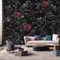 Black Gothic Wallpaper Mural, Red Rose Raven Wall Mural, Non-Woven Print Photo Wallpaper for Bedroom Living Room Decor 250x175 cm