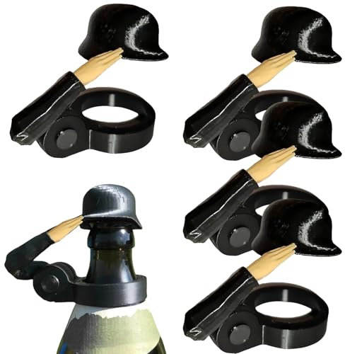 4 PCS Flaschenverschluss Bierflaschen Soldat Salute Bier Bierflaschen Helm Flaschenverschluss, Beer Bottle Helmet, Soldat Salute Bier Verschluss Flaschendeckel Trinkhelm Soldatengruß für Party Bar