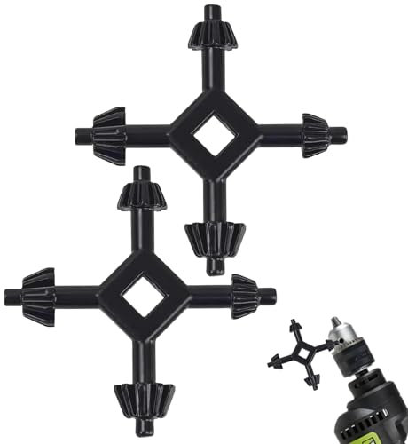 2 PCS 4-in-1 Drill Chuck Key, for Electric Drill Handheld Drilling Power Tool Four Way Universal Keys Compact and Easy to Carry for Tightening and Loosening Chuck Combination