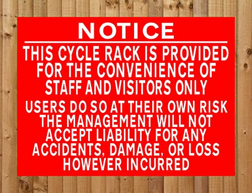 Cycle Rack Users Do at Own Risk Metal Notice Bicycle Parking Car Bike Park Sign