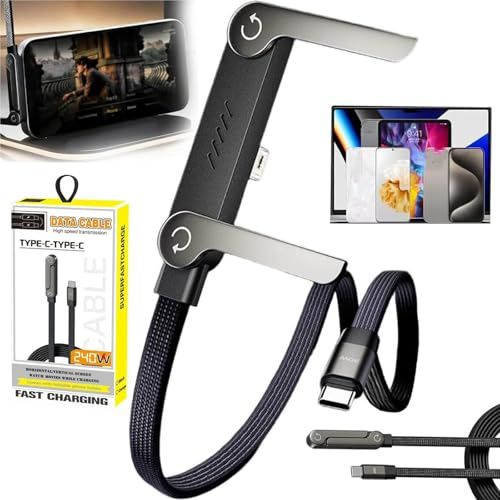 Sosisul 2-in-1-Ladekabel mit unsichtbarem Ständer, 2026 Neu Schnellladekabel mit Typ-C-Ständer, 240W Ladekabel mit unsichtbarer Halterung, für Smartphones, Tablets, Laptops und Gaming-Geräte