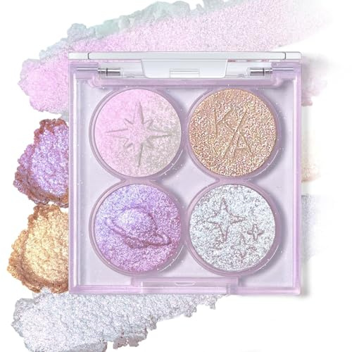 Muorruo Holografische Duochrome-Glitzer-Lidschattenpalette, Chamäleon-Farbwechsel-Metallic-Schimmer-Lidschatten, Glitzernder Highlighter für den inneren Augenwinkel, Mini-Lidschatten, 02