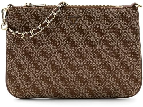 GUESS Handtasche Utensilientasche Flat Pouch Latte Logo hellbraun