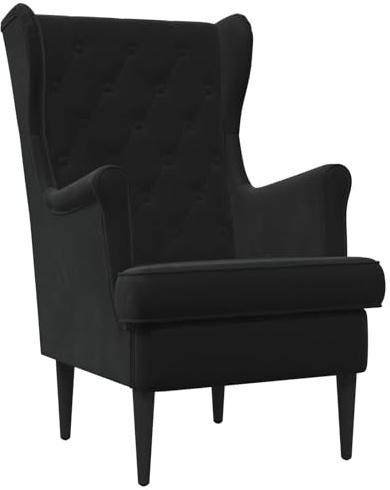 vidaXL Sessel Schwarz Samt, Stylischer Samtstuhl, moderner Wohnzimmerstuhl, Bequeme Sitzgelegenheit, funktional und robust