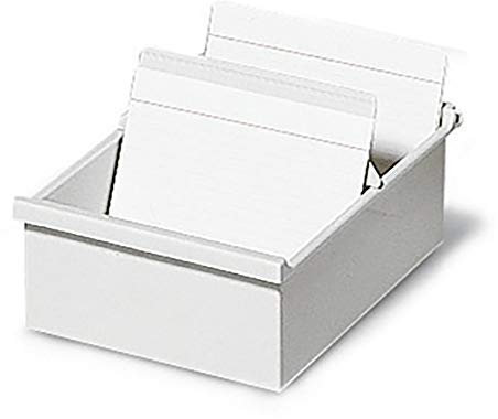 Exacompta 57240D Karteikassette Karteitrog DIN A6 quer. Aus Recycling-Kunststoff mit 1 Trennplatte für bis zu 600 Karteikarten lichtgrau Blauer Engel Karteikasten