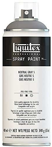 Liquitex 4455599 Professional Acryl Spraydose 400ml – Neutralgrau Nr. 5 – Lichtecht, frostbeständig, mattes Finish, für Innen- & Außenbereich