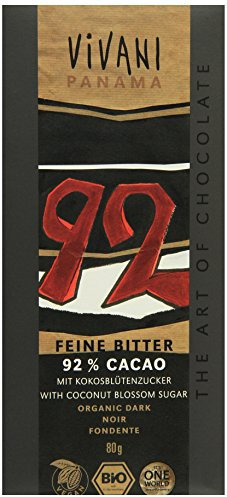 Vivani Chocolat Noir 92% Cacao Panama Bio 80 g - Lot de 5