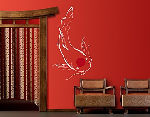 Apalis Wandtattoo No.SK5 Weißer Koi WandSticker WandTattoo Japan Asien Kunst Tokio