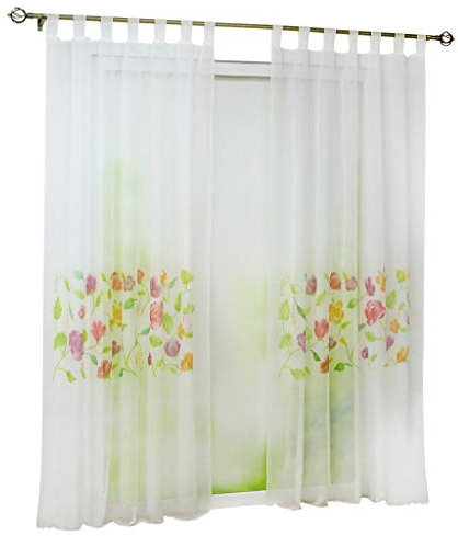 Joyswahl Voile Gardine halptransparenter Vorhang mit Blumen Muster »Emilie« Schals Fenster Vorhänge BxH 150x260cm mit Schlaufen 1er Pack