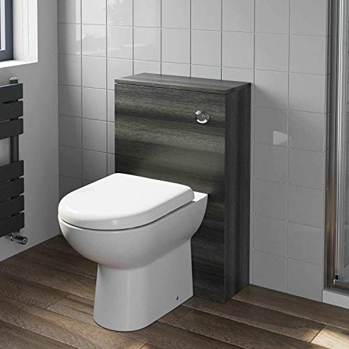 Artis 500mm Bathroom Toilet Back to Wall BTW Furniture Unit Pan Soft Close Seat Grey