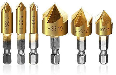 SURFMALL Kegelsenker Sechskant Senker Bohrer 6 TLG Set für Metall Holz