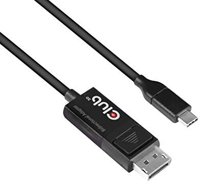 Club3D USB C auf DisplayPort Kabel 1.4 8K 60Hz, 4K 120Hz und Displayport auf USB C bidirektional, 1,8 m HDR-Unterstützung