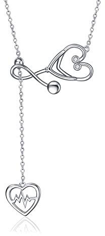 YFN Sterlingsilber-Halskette mit Stethoskop-Anhänger für Frauen, Arzt, Krankenschwester, Geschenk