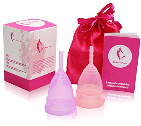 Exqline Menstruationstasse Set - Kleine 20ml x 2 Stück, Wiederverwendbares Menstruationstasse aus Medizinischem Silikon, Alternative zu Tampons/Binden