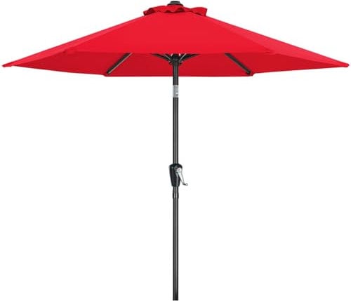 MasterCanopy 230 cm Sonnenschirm Patioschirm Gartenschirm Terrassenschirm Tischschirm Martkschirm, Rot