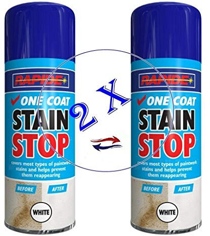 SDMAX Stain Stop One Coat Spray Blocker Aerosol Damp Mould Prevention Paint White, Versatile Coverage, Stain Prevention, Easy To Use, Pack of 2, 400ML