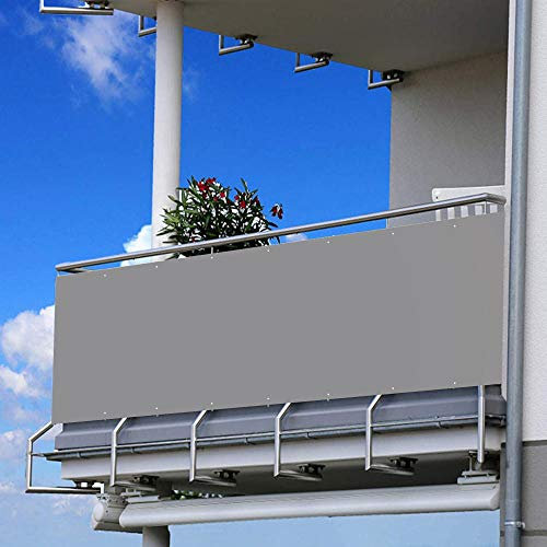 Ariyalk 145x300cm Privatsphäre des Balkon wetterfest balkonbespannung 100% Schutz der Privatsphäre 200g/m² blickschutz gartenzaun markise sichtschutzwand Enthalten Seil and Mit Kabelbinder/grau