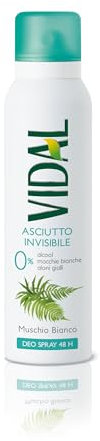 Vidal Deodorant Spray Asciutto Invisibile, 150 ml, Muschio Weiß