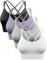Sykooria Sport BH Damen Gepolstert Bustier Damen BH ohne Buegel Spaghettiträger Cross Back Design Push up BH Sport Bra Top für Yoga Fitness, Schwarz+Violett+Grün+Weiß, M