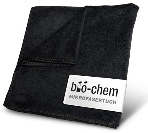 bio-chem Mikrofasertuch 40x40cm schwarz | Fusselfreies Putztuch für Auto, Fenster & Haushalt | saugstarke Microfaser