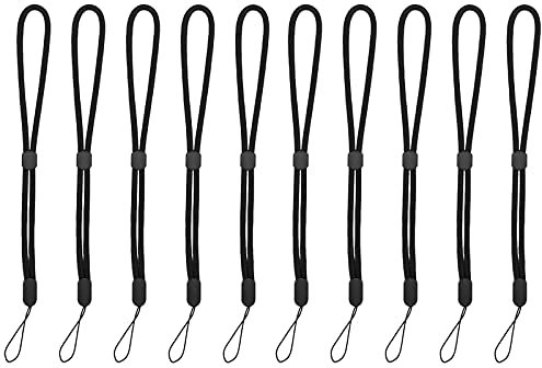 MoK 10 Stück Handgelenk Trageband Schlaufe Verstellbar, Verstellbares Handgelenk Trageband, Paracord Handschlaufe, für Taschenlampe, Handy, USB-Stick, Kamera, Schlüsselanhänger, Schwarz