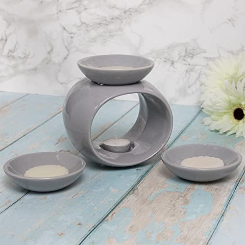 Wax Burner melt Burners Oil Tea Light Melts Ceramic House Grey Dish Scented Holder Gingerbread tealight Candle Electric Warmer Yankee Diffuser lamp Set Essential Plug Gift