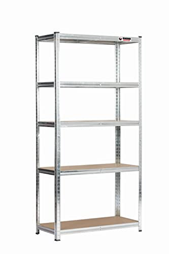 Rhino Racking - 5 Tier Heavy-Duty Industrial Storage Shelves - Galvanised - 180x90x40cm