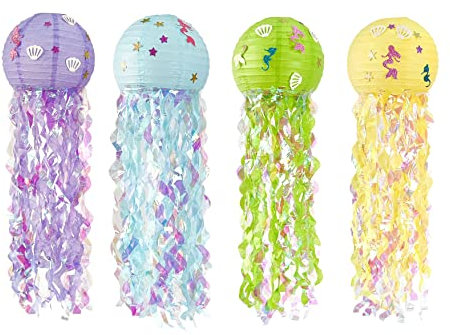 Quallen Papierlaternen, Meerjungfrau Deko Ozean Geburtstagsfeier Dekorationen, Quallen Meerjungfrau Laterne Für Ozean Thema Party Unter Dem Meer Geburtstag Hochtzeit Dekorationen (Stil F)