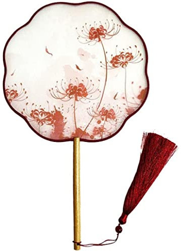 bopely Round Paddle Hand Fan Chinese Ancient Hand Fan with Tassel Classic Fan for Dancing Hanfu Costume Accessories
