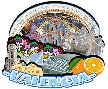 Imán de madera para nevera Valencia España, colección creativa, hecho a mano, viajes, hogar, oficina, paisaje, decoración de nevera, 628