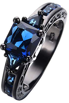 luoluoluo Damen Ringe Schwarzgold Quadratischer Zirkon Ring Kupferlegierungsring Antragsring Jubiläum Ehering Ringe Schmuck Geschenk