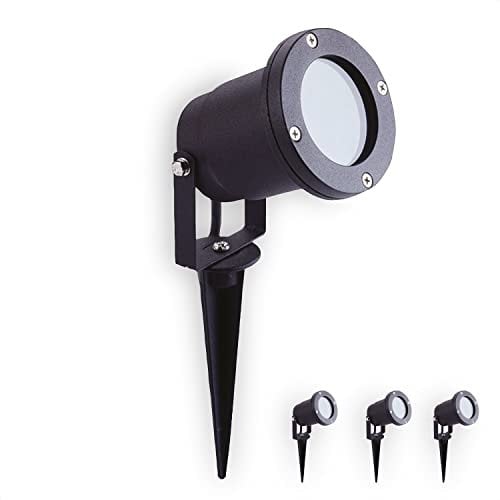 INNOVATE LED Strahler Außen 6er Set [LED Strahler exkl. GU10 Leuchtmittel] IP 65 Spotlight inkl. Erdspieß Stromkabel Außenbereich I Gartenbeleuchtung mit Strom Gartendeko wasserdicht I Outdoor Lampe