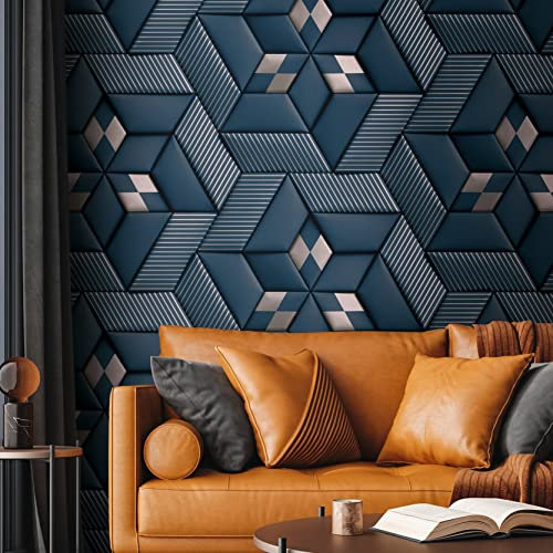 Livingwalls Travel Styles Vliestapete - Abstrakte Tapete in Blau und Silber - klassische Wandtapete für verschiedene Räume in 1,59 m x 2,80 m