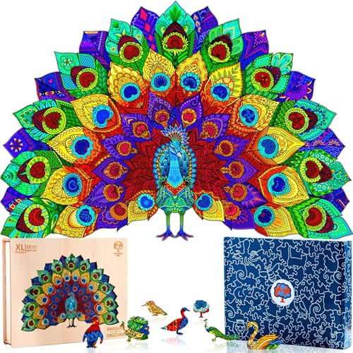 Jigsaw Puzzles for Adults XL 330 Piece (46 x 31cm) – Peacock Wooden Puzzles for Adults by The Puzzled Tree