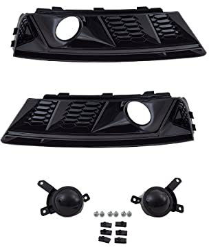 DM Autoteile Set Nebelscheinwerfer Wabengrill Giter Schwarz Hochglanz kompatibel für Audi A4 B9 ab 2016-2019 kein RS4 4186